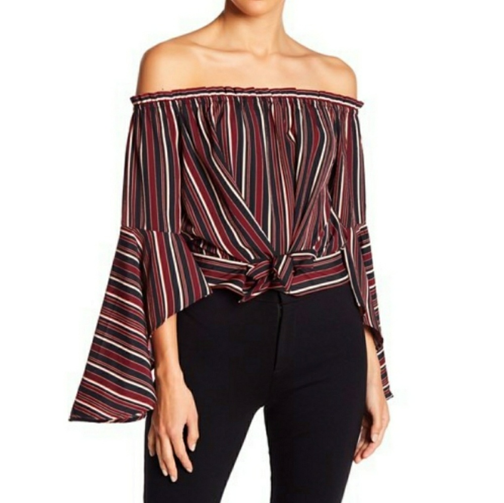 Band of Gypsies  Pinstriped Crop Top